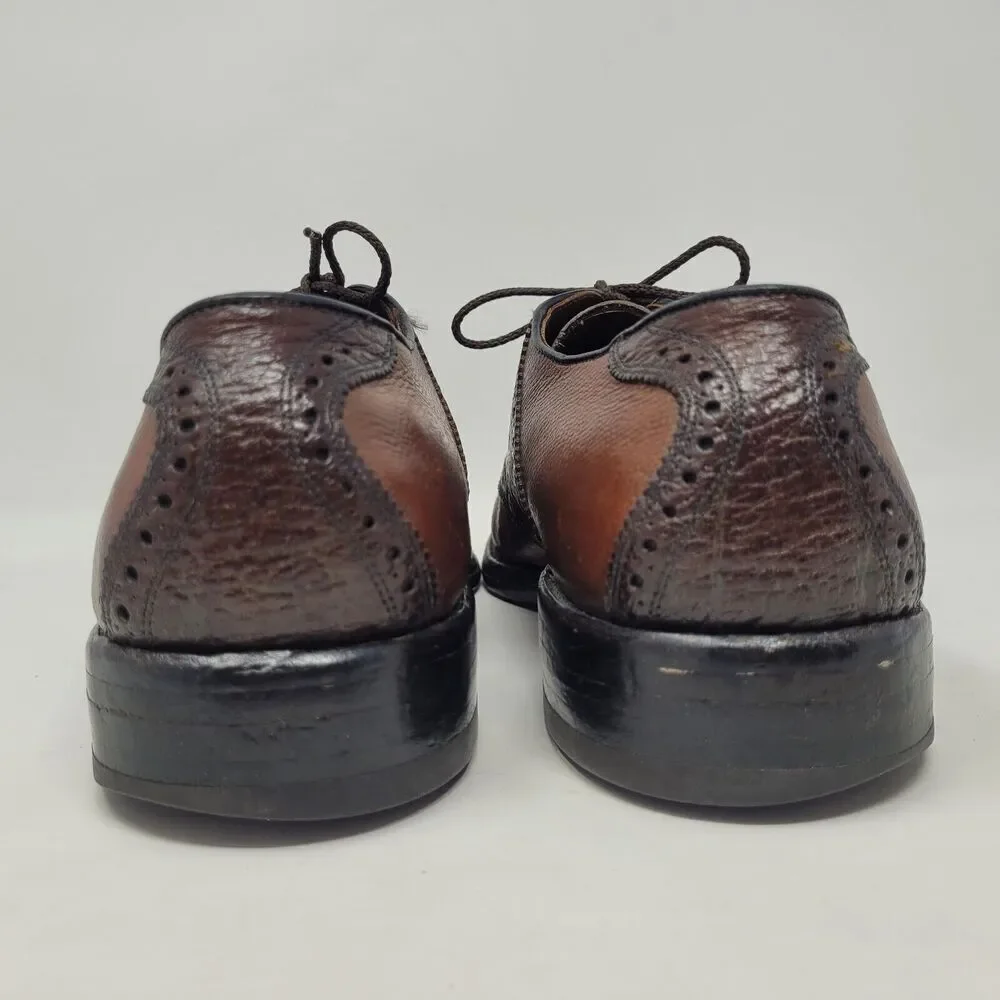 Allen Edmonds Shoes Men 9C Brown Wildebeest Leather Saddle Polo Dress USA Exotic